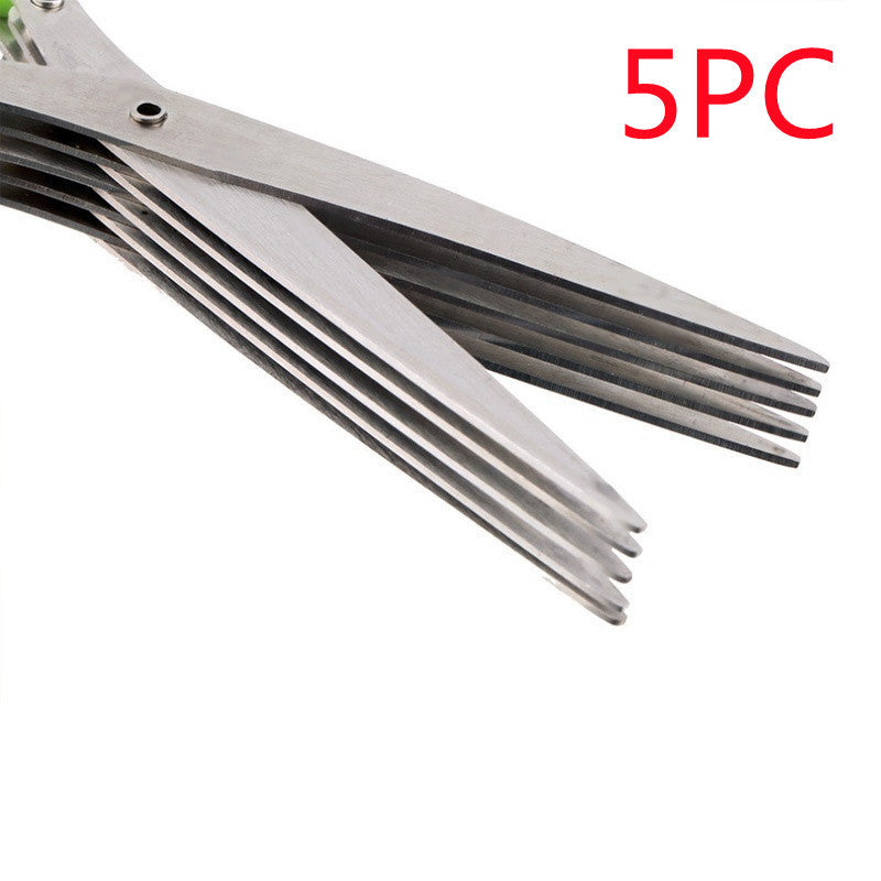 5-Blade Herb Scissors – Stainless Steel Green Onion Cutter for Herbs, Seaweed & Spices | Multipurpose Kitchen Gadget