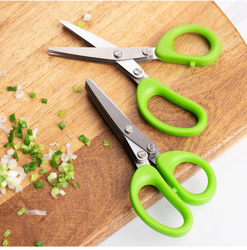 5-Blade Herb Scissors – Stainless Steel Green Onion Cutter for Herbs, Seaweed & Spices | Multipurpose Kitchen Gadget