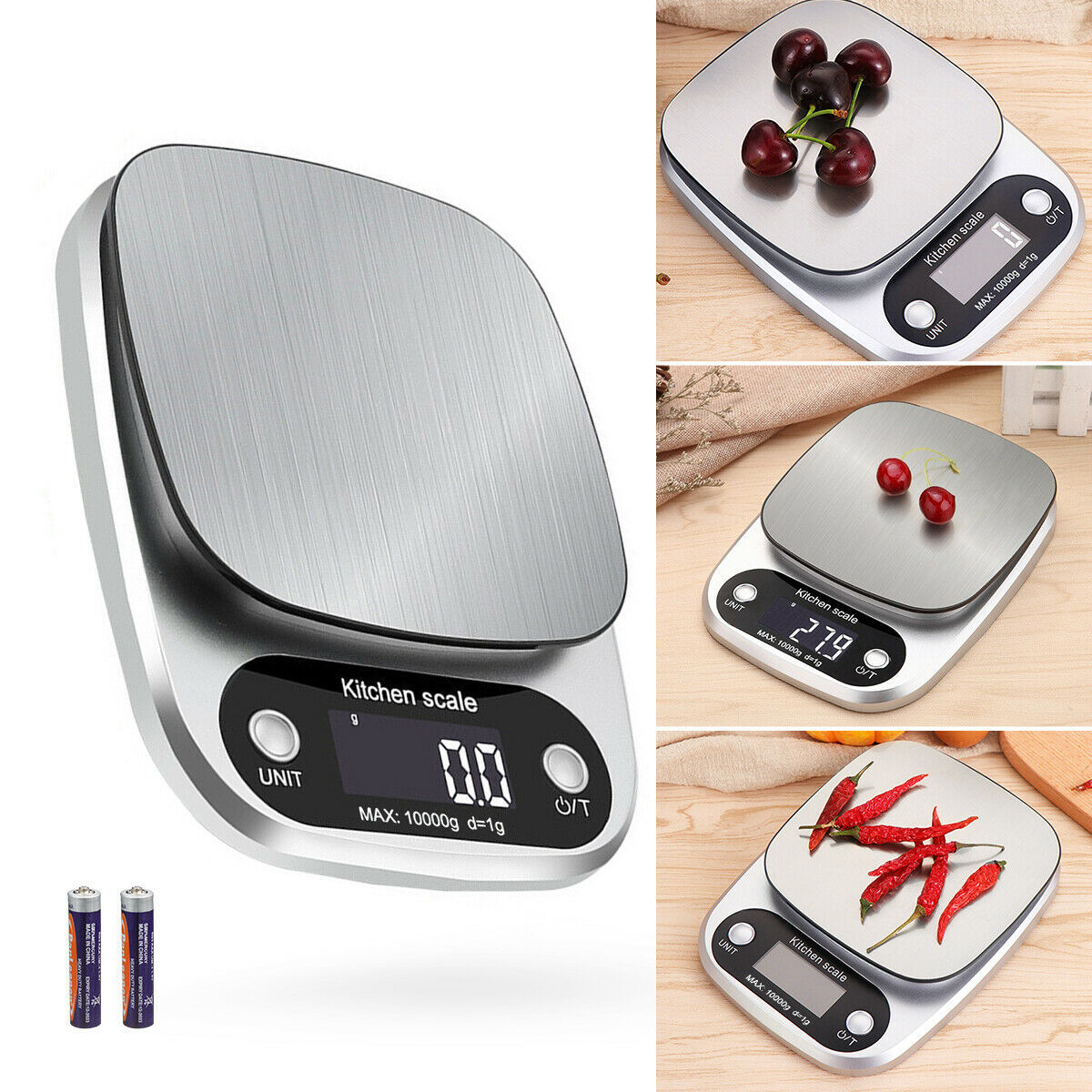 Digital Kitchen Food Scale – 22lbs/1g Precision Stainless Steel Diet & Postal Weight Balance