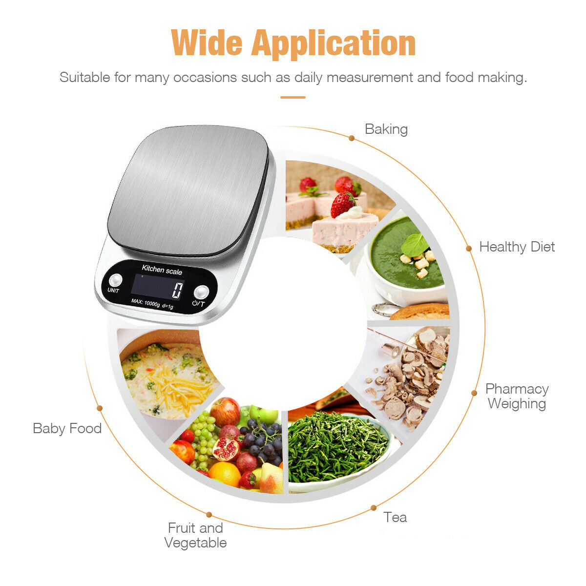Digital Kitchen Food Scale – 22lbs/1g Precision Stainless Steel Diet & Postal Weight Balance
