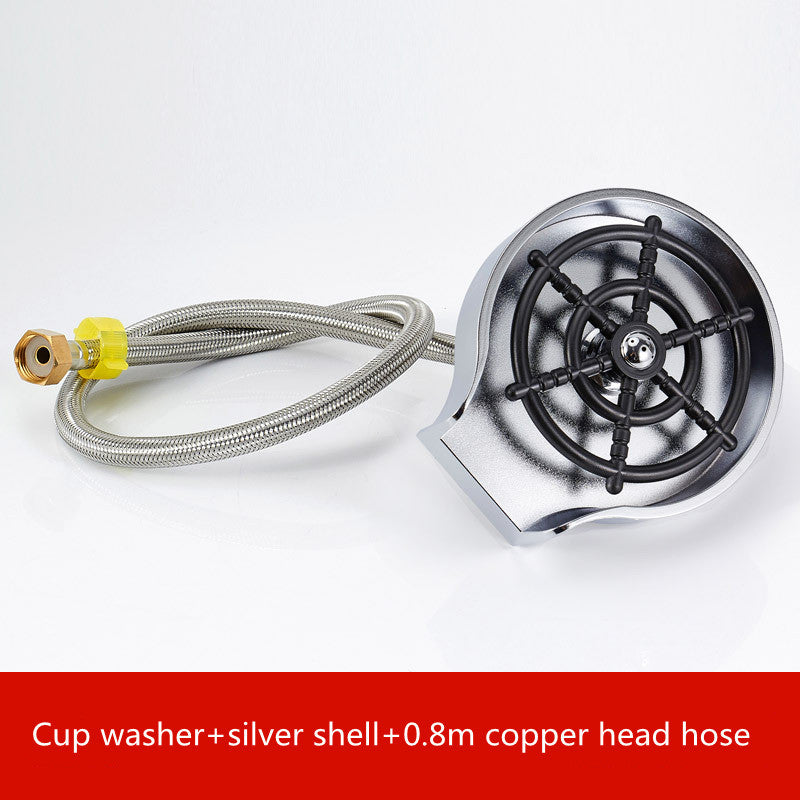 Automatic High-Pressure Cup Rinser for Sink – Stainless Steel Bar Glass Washer for Kitchen, Coffee Pitchers, and Counter Use