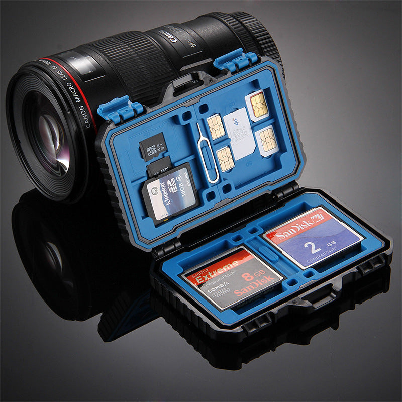 Water-Resistant Memory Card Case – Compact Organizer for CF, SD, TF, SIM, and Nano Cards with Card Pin
