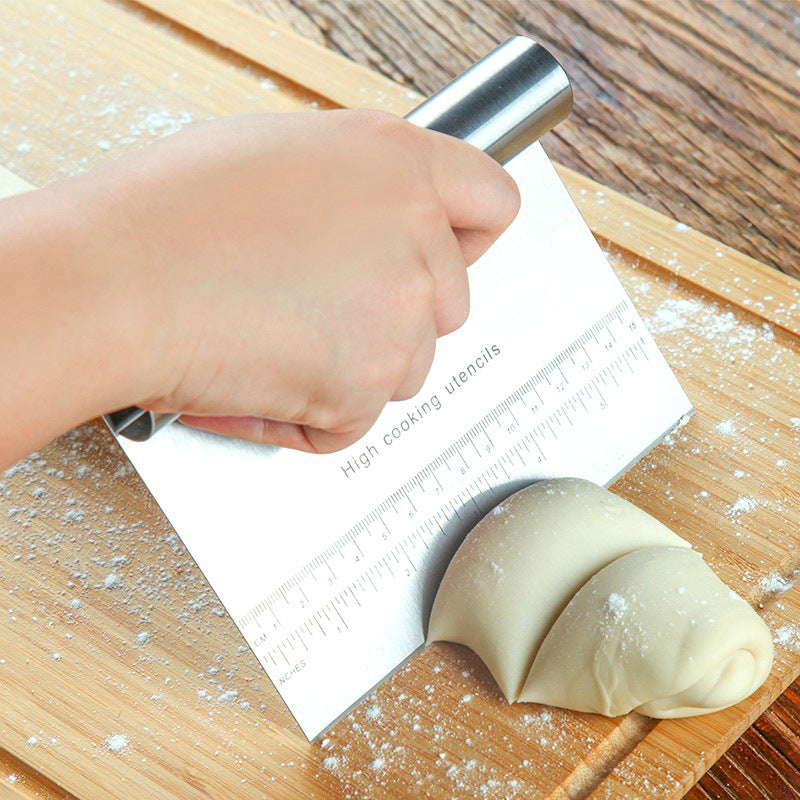 Stainless Steel Dough Scraper with Scale – Pastry, Pizza, Cake & Baking Tool