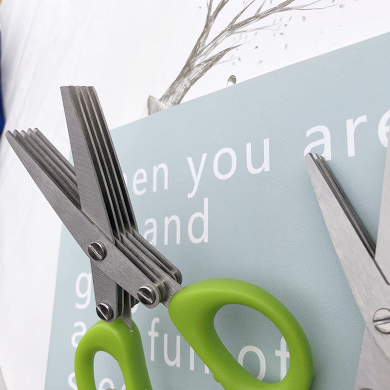 5-Blade Herb Scissors – Stainless Steel Green Onion Cutter for Herbs, Seaweed & Spices | Multipurpose Kitchen Gadget