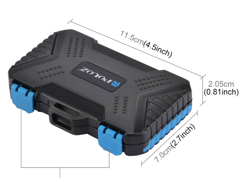 Water-Resistant Memory Card Case – Compact Organizer for CF, SD, TF, SIM, and Nano Cards with Card Pin
