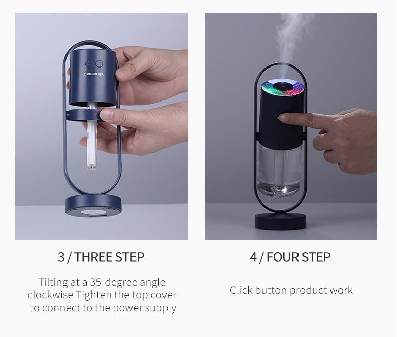 Magic Shadow USB Humidifier with Night Light – Mini Ultrasonic Air Purifier for Home, Car & Office