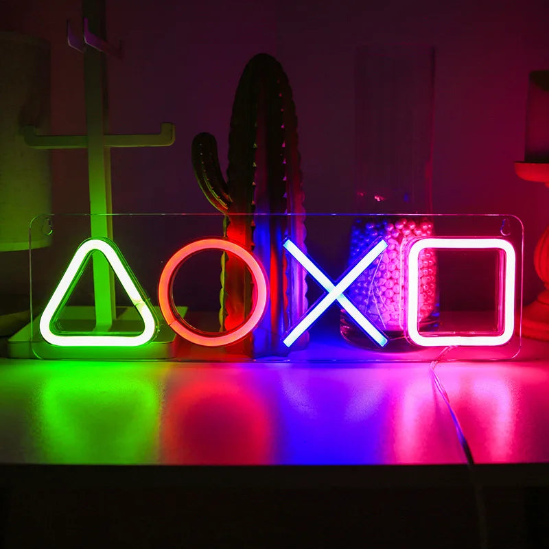 Custom Game Icon Neon Sign – LED Wall Light for Gamers | Playstation-Inspired RGB Decor for Room, Bar, or Gaming Setup