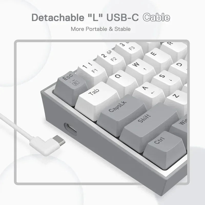 Top! Redragon K617 Fizz 60% Wired RGB Gaming Keyboard, 61 Keys Hot-Swap Compact Mechanical Keyboard Red Switch