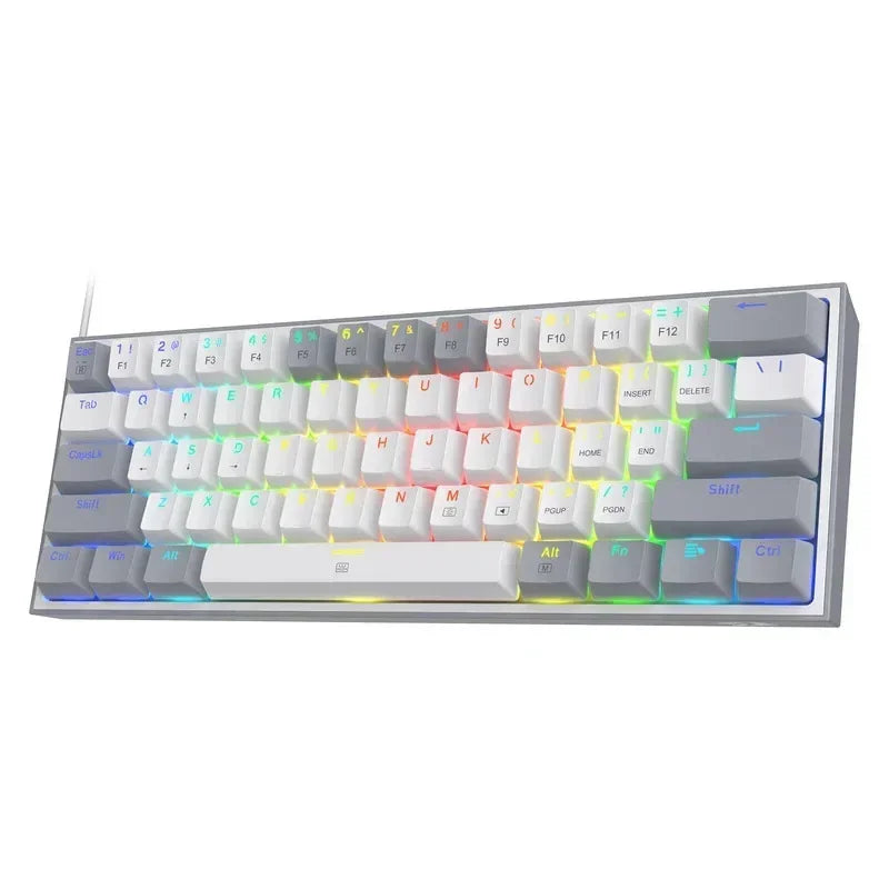 Top! Redragon K617 Fizz 60% Wired RGB Gaming Keyboard, 61 Keys Hot-Swap Compact Mechanical Keyboard Red Switch