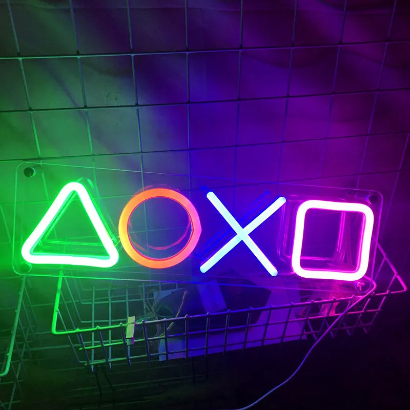 Custom Game Icon Neon Sign – LED Wall Light for Gamers | Playstation-Inspired RGB Decor for Room, Bar, or Gaming Setup