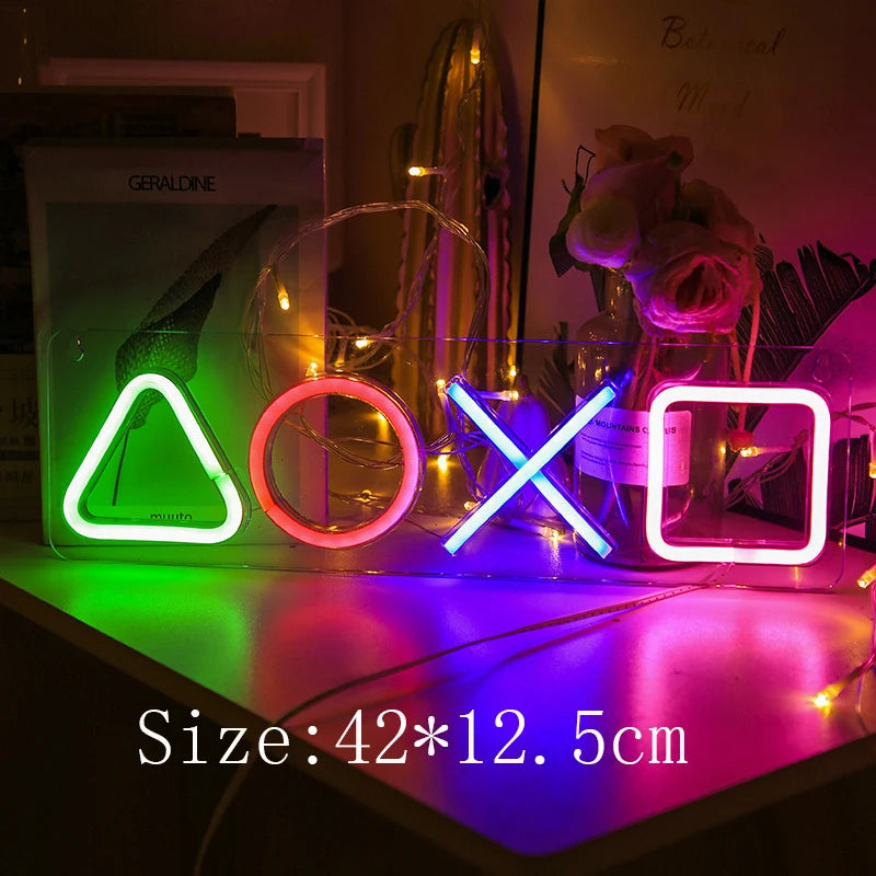 Custom Game Icon Neon Sign – LED Wall Light for Gamers | Playstation-Inspired RGB Decor for Room, Bar, or Gaming Setup