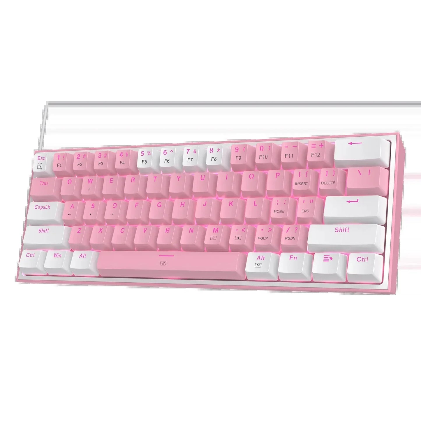 Top! Redragon K617 Fizz 60% Wired RGB Gaming Keyboard, 61 Keys Hot-Swap Compact Mechanical Keyboard Red Switch