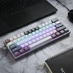 Top! Redragon K617 Fizz 60% Wired RGB Gaming Keyboard, 61 Keys Hot-Swap Compact Mechanical Keyboard Red Switch