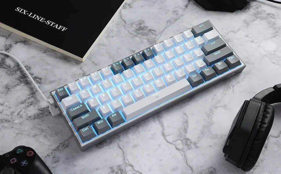 Top! Redragon K617 Fizz 60% Wired RGB Gaming Keyboard, 61 Keys Hot-Swap Compact Mechanical Keyboard Red Switch