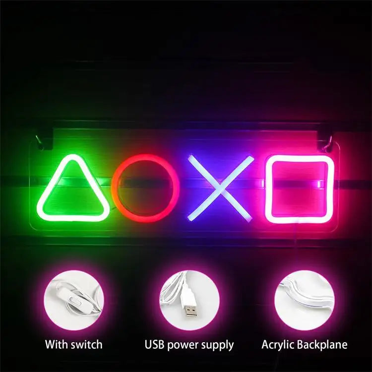 Custom Game Icon Neon Sign – LED Wall Light for Gamers | Playstation-Inspired RGB Decor for Room, Bar, or Gaming Setup