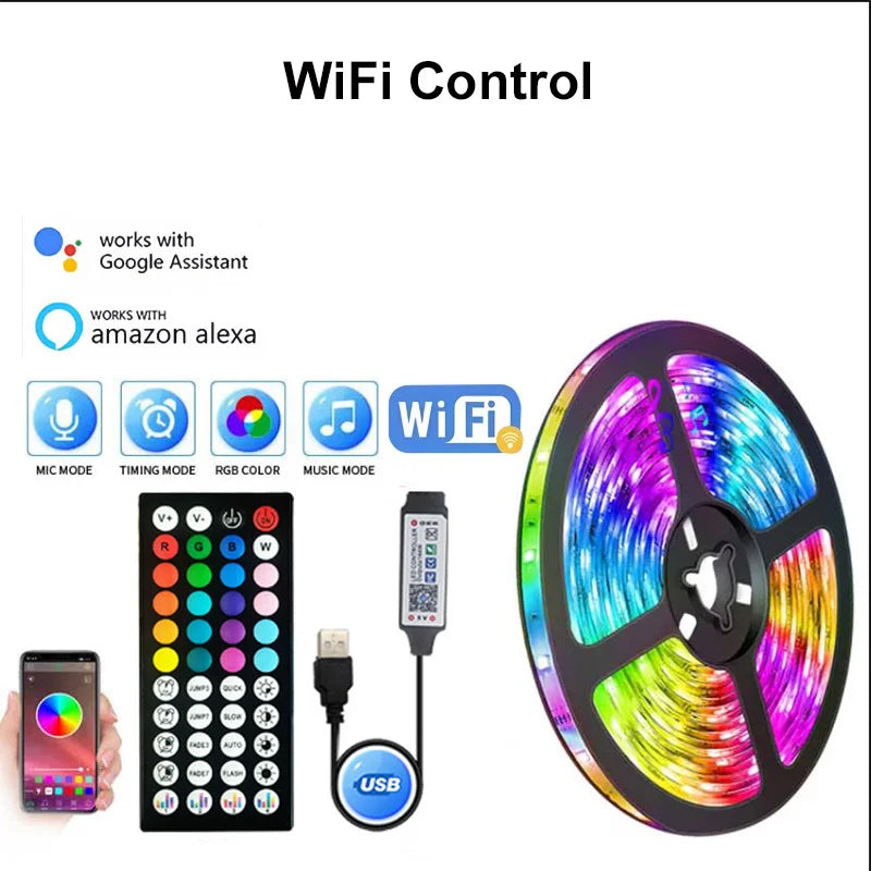 Bluetooth RGB LED Strip Lights – 5050 SMD Flexible Tape with App & Remote Control | TV Backlight & Gaming Room Decor