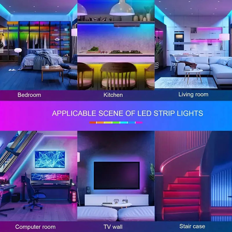 Bluetooth RGB LED Strip Lights – 5050 SMD Flexible Tape with App & Remote Control | TV Backlight & Gaming Room Decor
