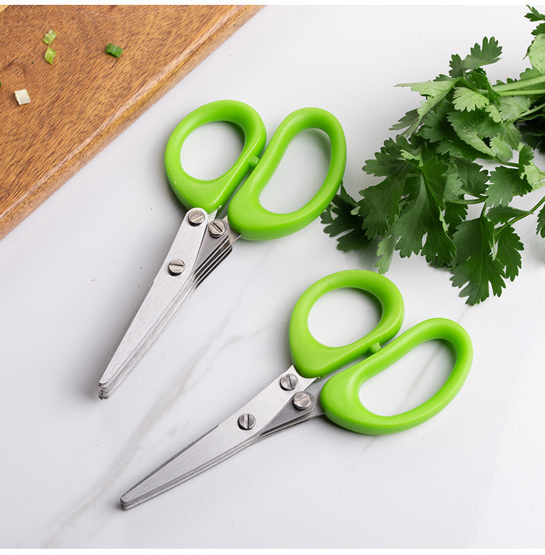 5-Blade Herb Scissors – Stainless Steel Green Onion Cutter for Herbs, Seaweed & Spices | Multipurpose Kitchen Gadget
