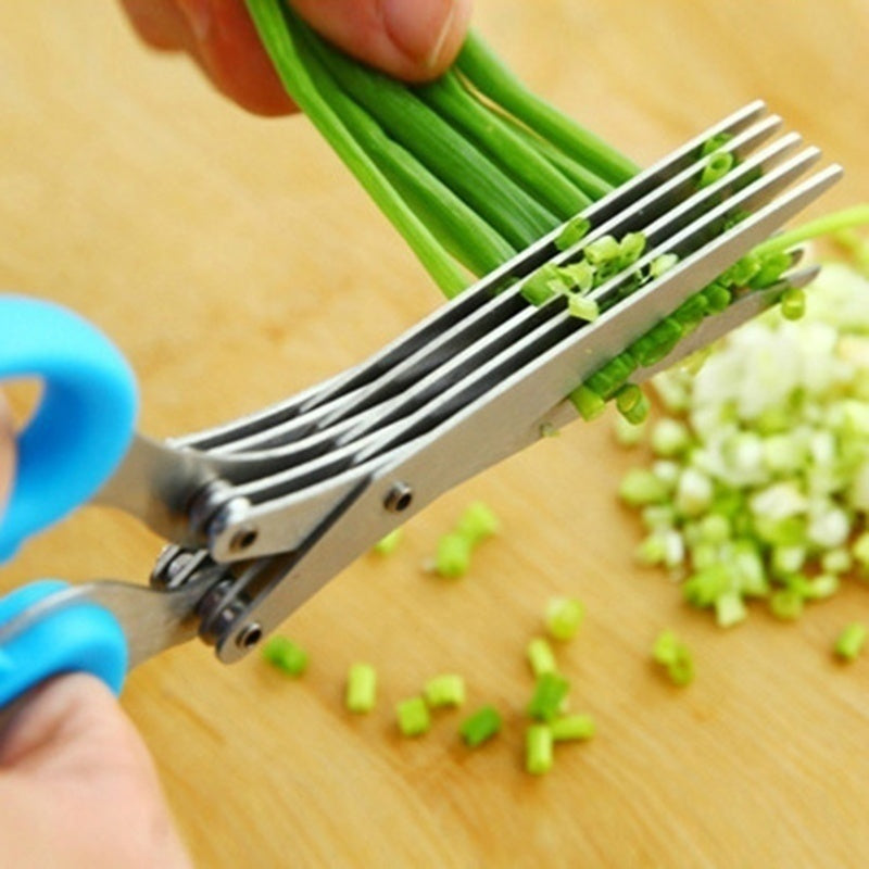 5-Blade Herb Scissors – Stainless Steel Green Onion Cutter for Herbs, Seaweed & Spices | Multipurpose Kitchen Gadget