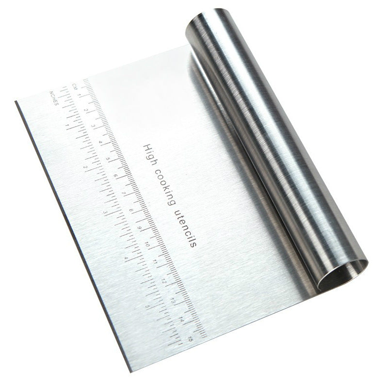 Stainless Steel Dough Scraper with Scale – Pastry, Pizza, Cake & Baking Tool