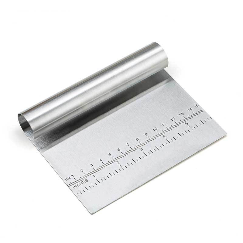 Stainless Steel Dough Scraper with Scale – Pastry, Pizza, Cake & Baking Tool