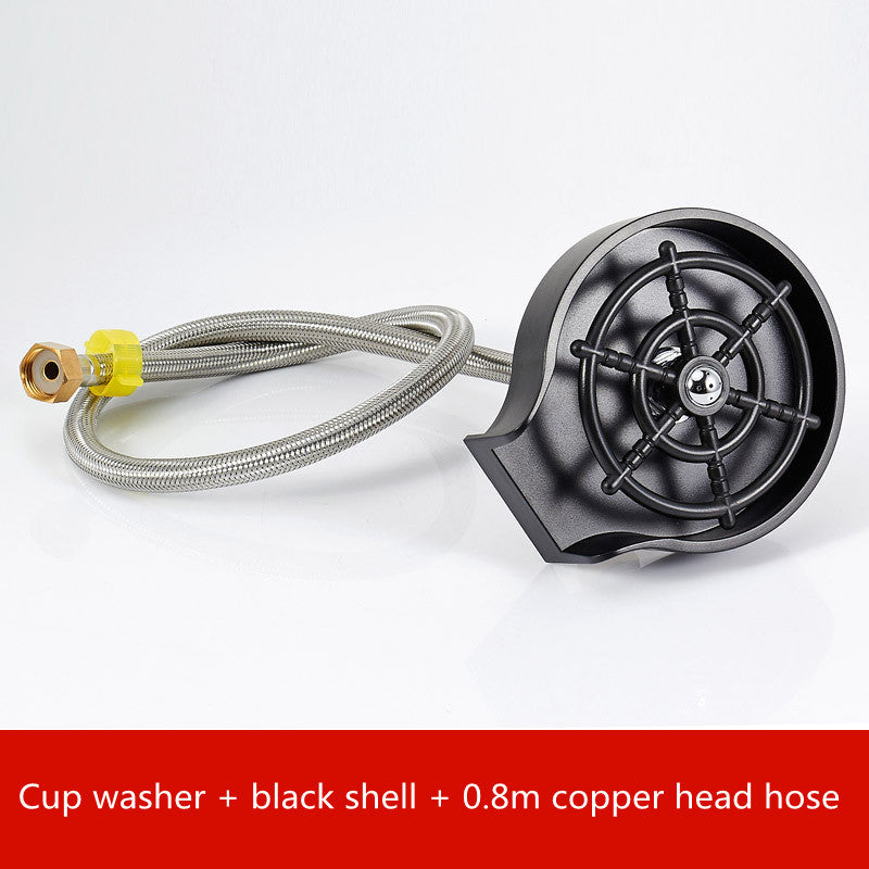 Automatic High-Pressure Cup Rinser for Sink – Stainless Steel Bar Glass Washer for Kitchen, Coffee Pitchers, and Counter Use