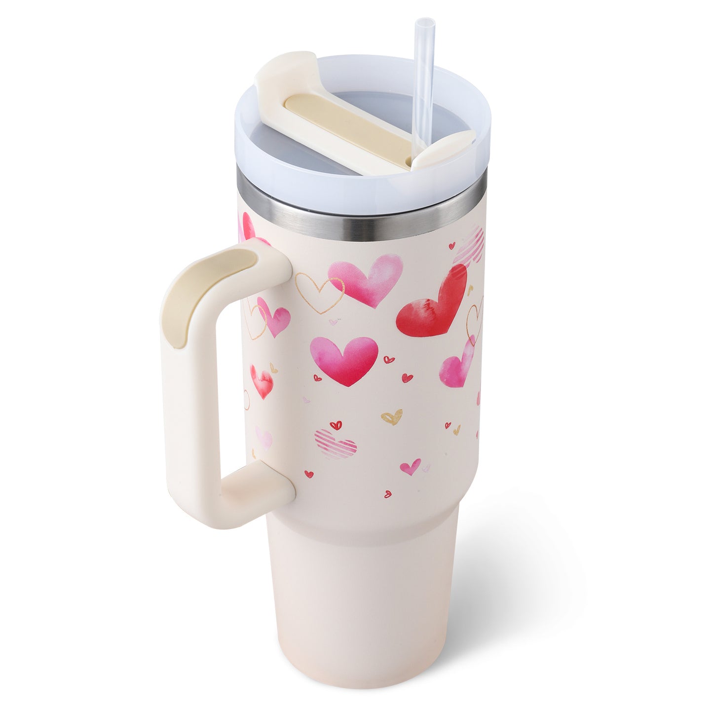 40oz Insulated Stainless Steel Tumbler with Handle & Straw – Spill-Proof Vacuum Coffee Cup with Lid – Travel Mug for Car, Gym, Office