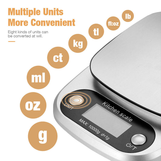 Digital Kitchen Food Scale – 22lbs/1g Precision Stainless Steel Diet & Postal Weight Balance
