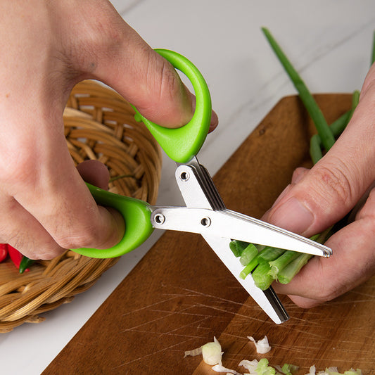 5-Blade Herb Scissors – Stainless Steel Green Onion Cutter for Herbs, Seaweed & Spices | Multipurpose Kitchen Gadget