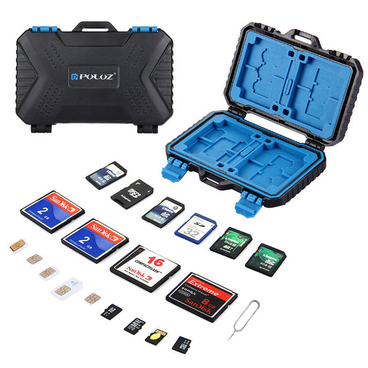 Water-Resistant Memory Card Case – Compact Organizer for CF, SD, TF, SIM, and Nano Cards with Card Pin