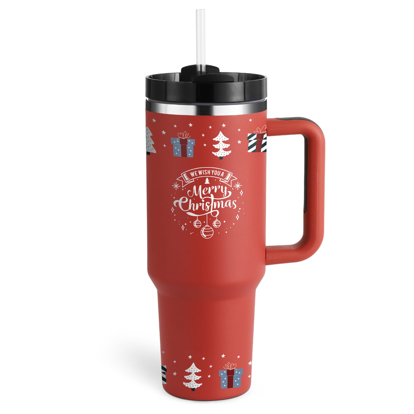 40oz Insulated Stainless Steel Tumbler with Handle & Straw – Spill-Proof Vacuum Coffee Cup with Lid – Travel Mug for Car, Gym, Office