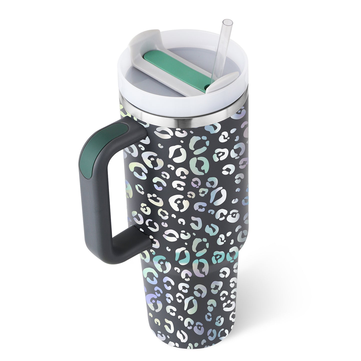 40oz Insulated Stainless Steel Tumbler with Handle & Straw – Spill-Proof Vacuum Coffee Cup with Lid – Travel Mug for Car, Gym, Office
