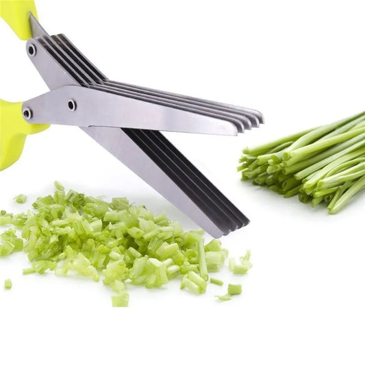 5-Blade Herb Scissors – Stainless Steel Green Onion Cutter for Herbs, Seaweed & Spices | Multipurpose Kitchen Gadget