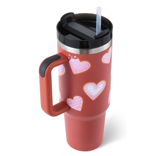 40oz Insulated Stainless Steel Tumbler with Handle & Straw – Spill-Proof Vacuum Coffee Cup with Lid – Travel Mug for Car, Gym, Office