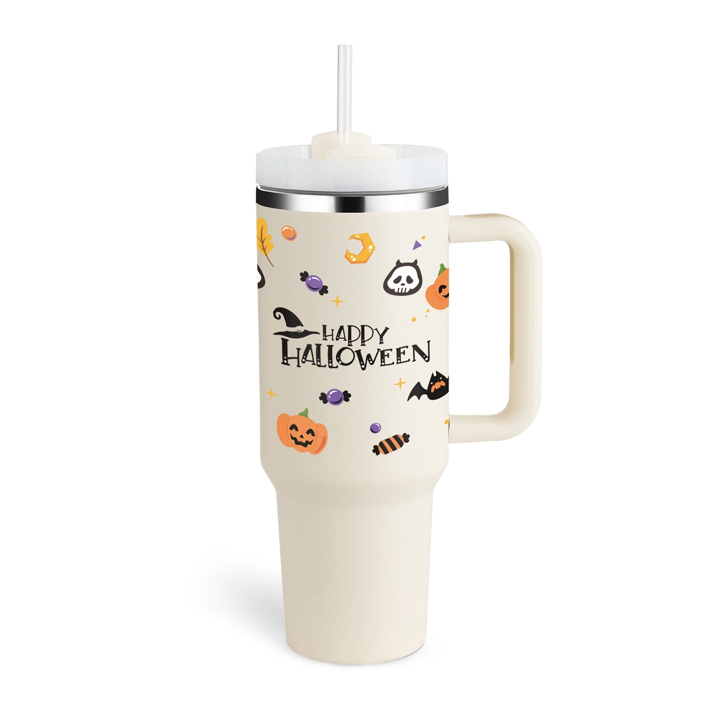 40oz Insulated Stainless Steel Tumbler with Handle & Straw – Spill-Proof Vacuum Coffee Cup with Lid – Travel Mug for Car, Gym, Office
