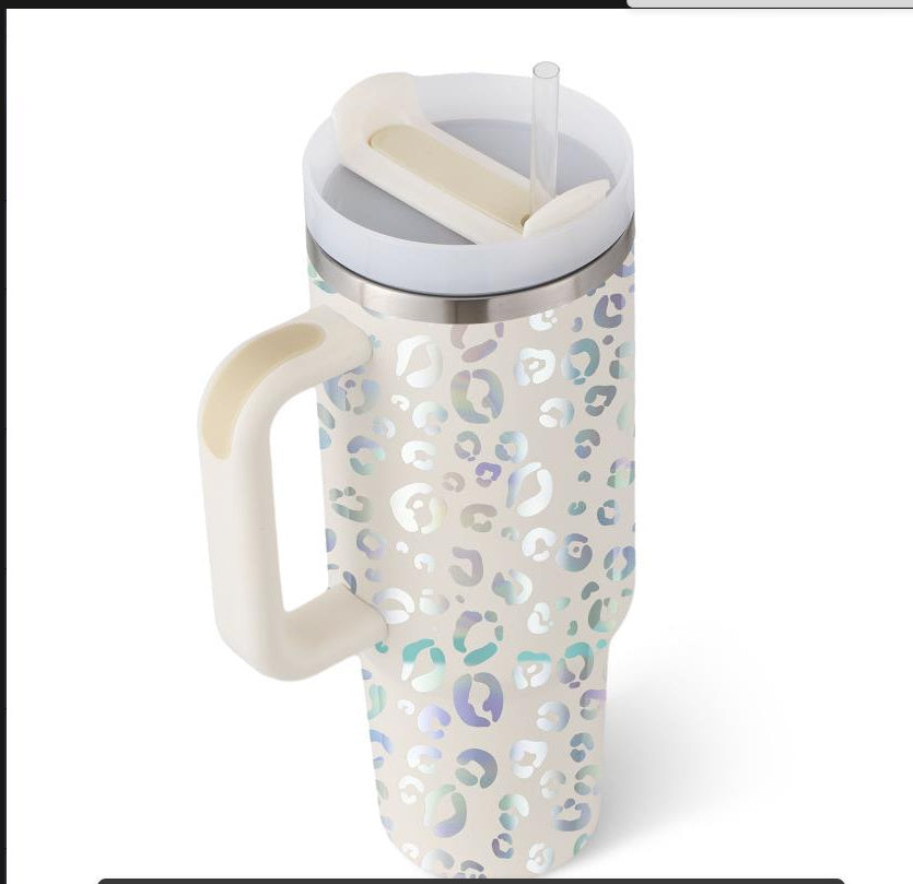 40oz Insulated Stainless Steel Tumbler with Handle & Straw – Spill-Proof Vacuum Coffee Cup with Lid – Travel Mug for Car, Gym, Office