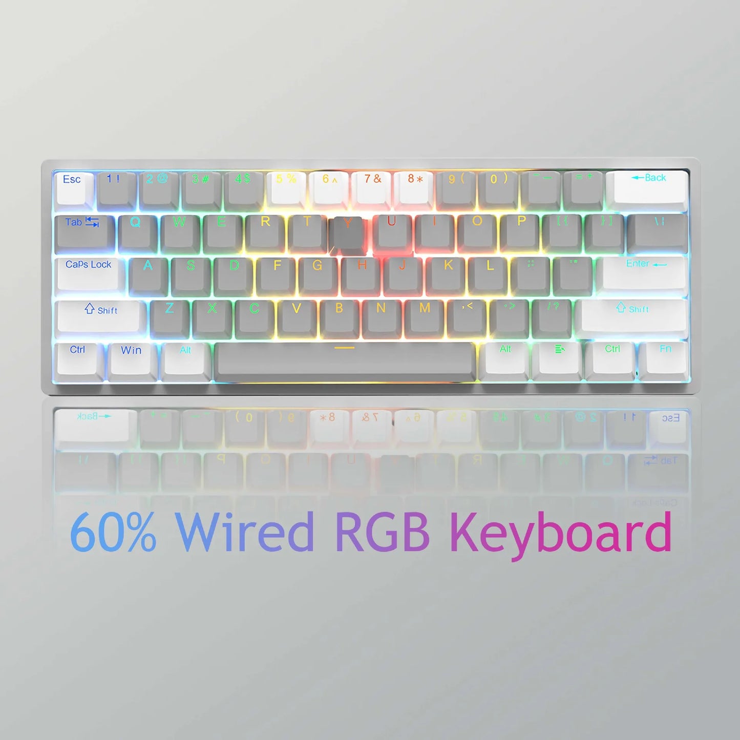 AULA F3261 RGB Mini Mechanical Gaming Keyboard – 61 Keys, Red Switch, USB-C Wired, Mac/Windows Compatible