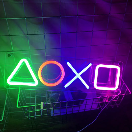 Custom Game Icon Neon Sign – LED Wall Light for Gamers | Playstation-Inspired RGB Decor for Room, Bar, or Gaming Setup
