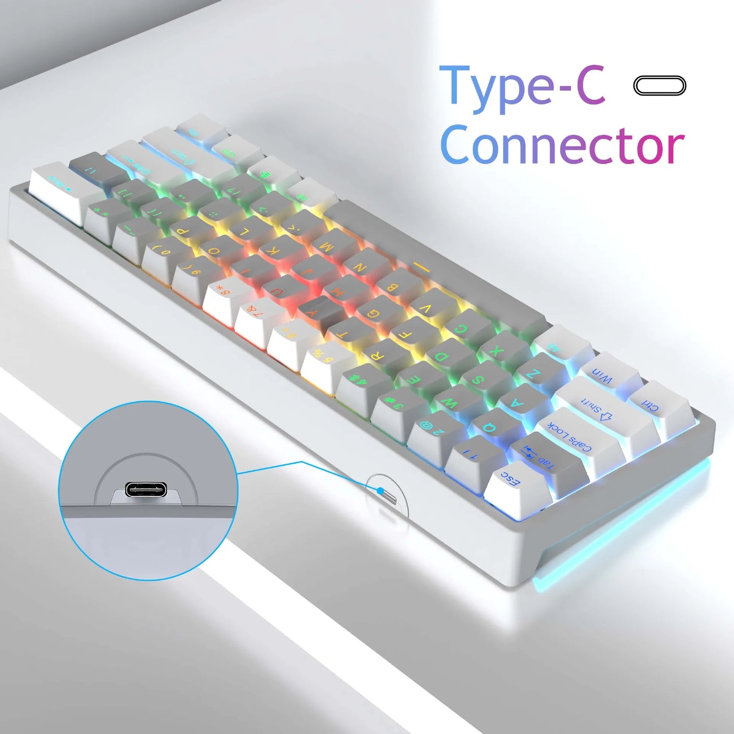 AULA F3261 RGB Mini Mechanical Gaming Keyboard – 61 Keys, Red Switch, USB-C Wired, Mac/Windows Compatible
