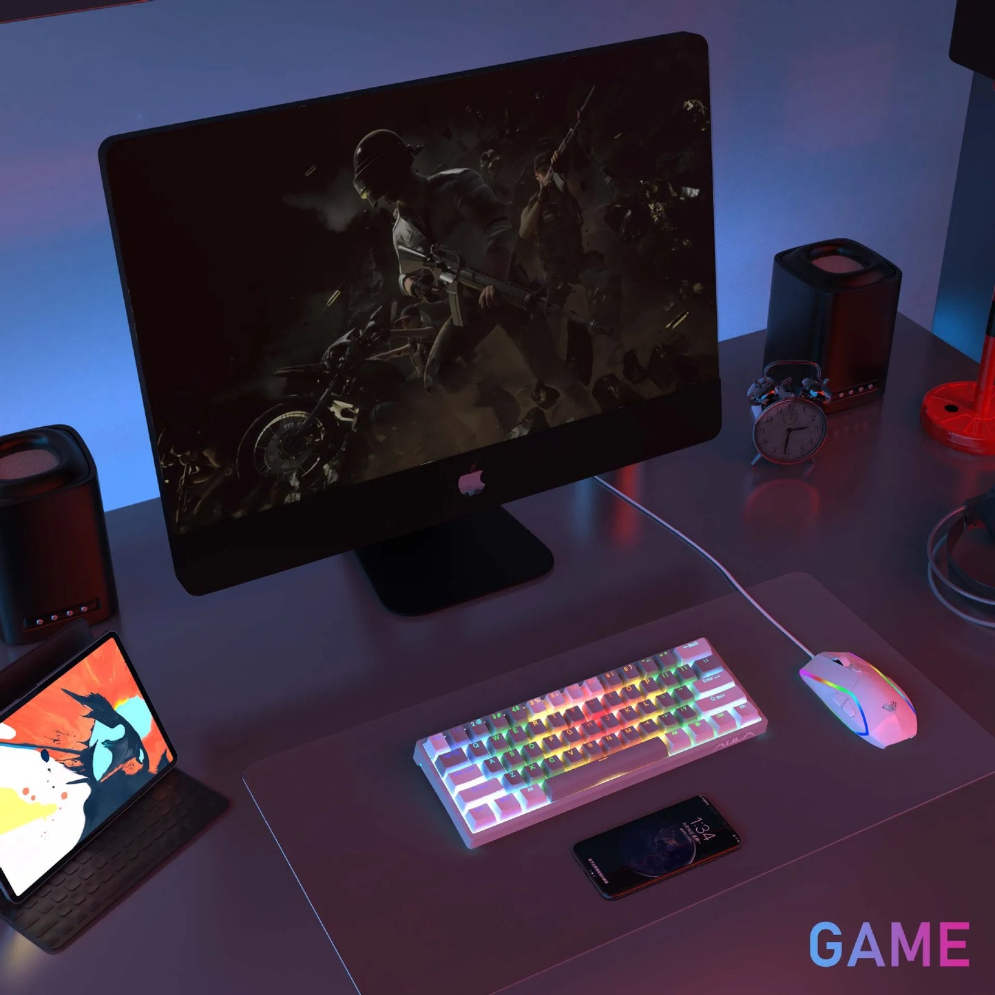 AULA F3261 RGB Mini Mechanical Gaming Keyboard – 61 Keys, Red Switch, USB-C Wired, Mac/Windows Compatible