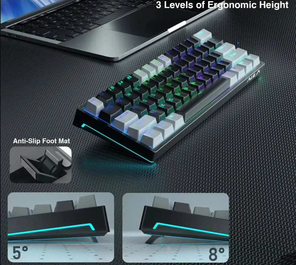 AULA F3261 RGB Mini Mechanical Gaming Keyboard – 61 Keys, Red Switch, USB-C Wired, Mac/Windows Compatible