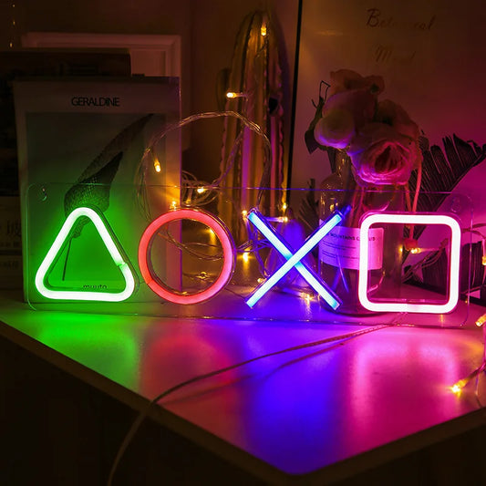 Custom Game Icon Neon Sign – LED Wall Light for Gamers | Playstation-Inspired RGB Decor for Room, Bar, or Gaming Setup