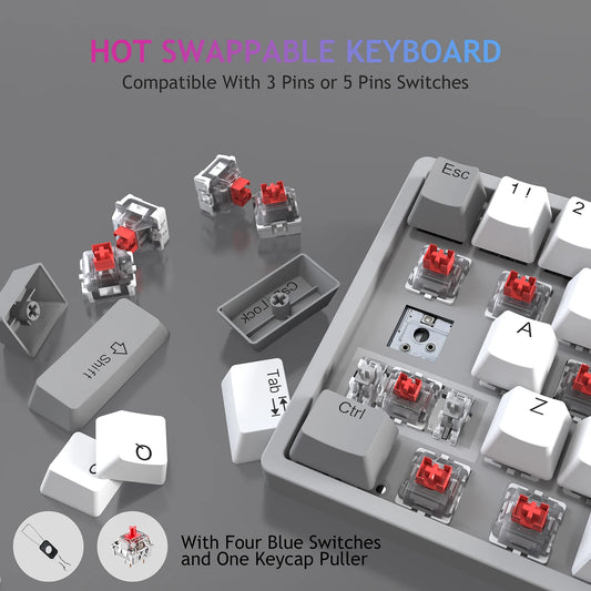 AULA F3261 RGB Mini Mechanical Gaming Keyboard – 61 Keys, Red Switch, USB-C Wired, Mac/Windows Compatible
