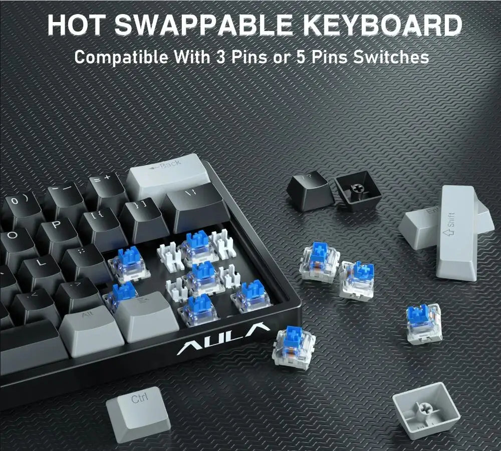 AULA F3261 RGB Mini Mechanical Gaming Keyboard – 61 Keys, Red Switch, USB-C Wired, Mac/Windows Compatible