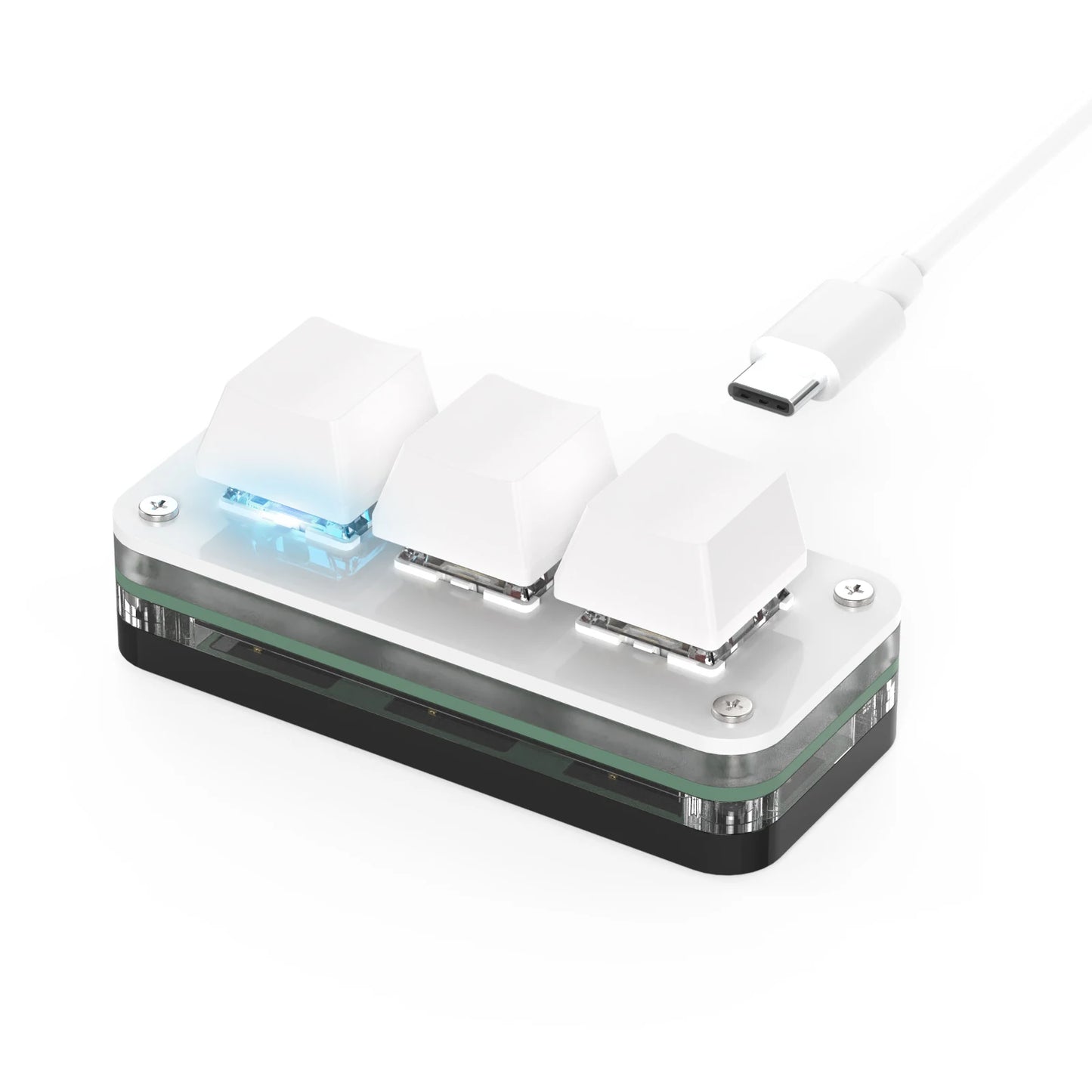 "RGB Macropad Mini Keyboard – 3 Keys & Custom Knob | Hot-Swappable Red Switches for Gaming, Photoshop, Streaming"