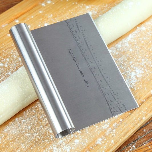 Stainless Steel Dough Scraper with Scale – Pastry, Pizza, Cake & Baking Tool