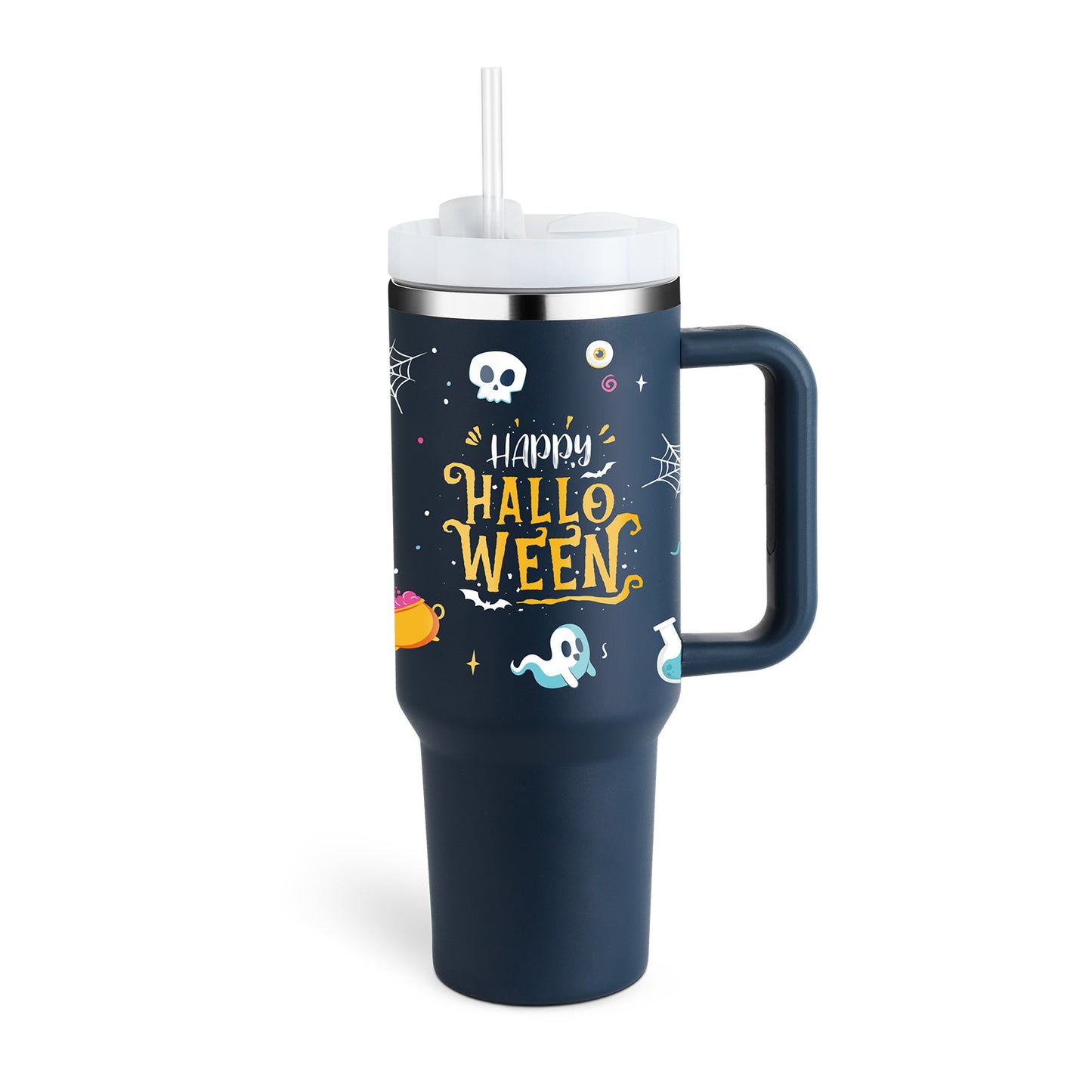 40oz Insulated Stainless Steel Tumbler with Handle & Straw – Spill-Proof Vacuum Coffee Cup with Lid – Travel Mug for Car, Gym, Office
