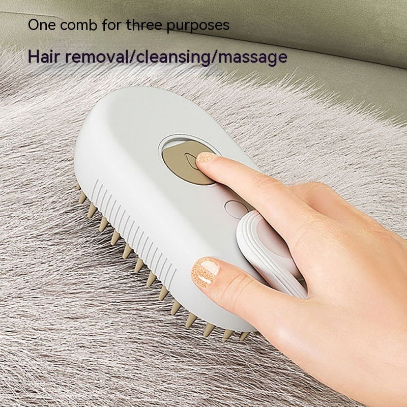 3-in-1 Cat & Dog Steam Brush – Electric Grooming Comb with Massage, Hair Removal & Spray Function