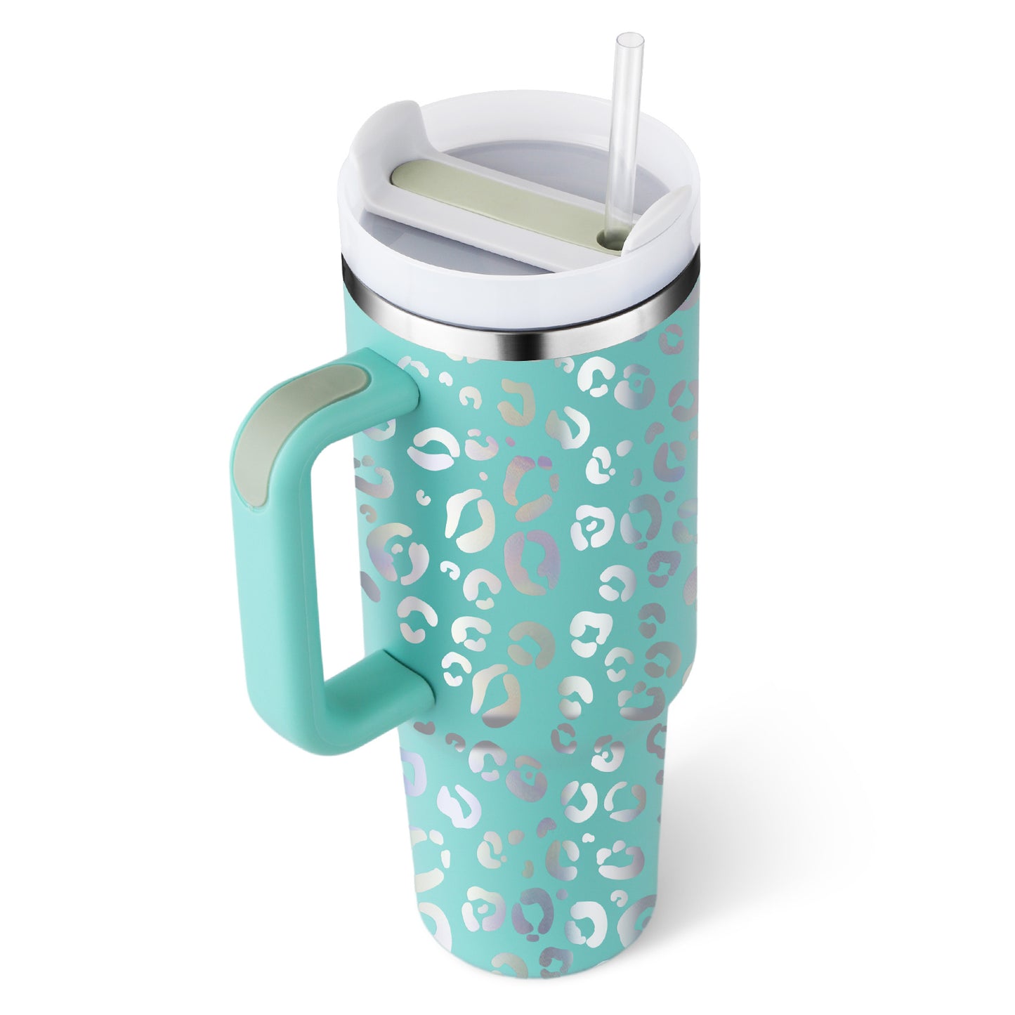 40oz Insulated Stainless Steel Tumbler with Handle & Straw – Spill-Proof Vacuum Coffee Cup with Lid – Travel Mug for Car, Gym, Office
