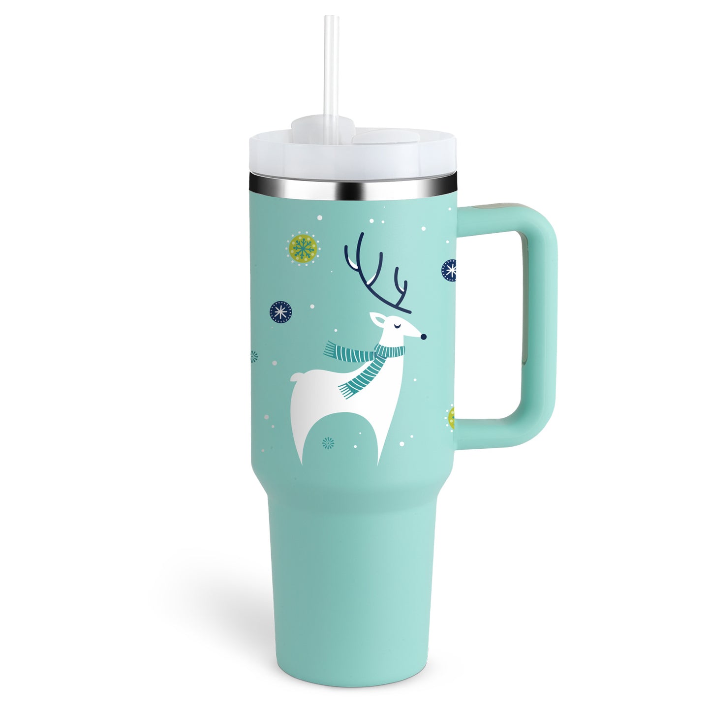 40oz Insulated Stainless Steel Tumbler with Handle & Straw – Spill-Proof Vacuum Coffee Cup with Lid – Travel Mug for Car, Gym, Office